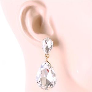Gold Dangle Crystal Teardrop Earrings 1.75 Inch Cute Statement Jewelry Accessory